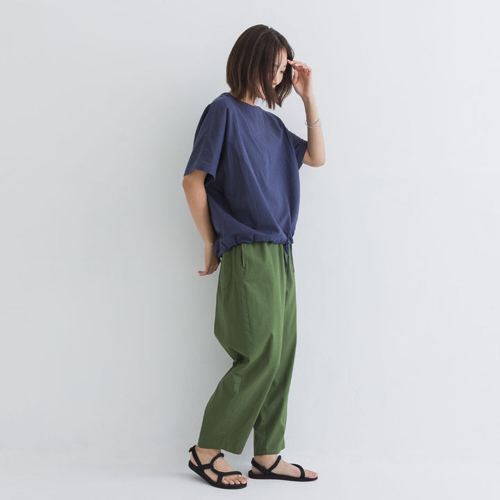 【kermu】棉麻透感抽繩寬版上衣 Japan E-Shop