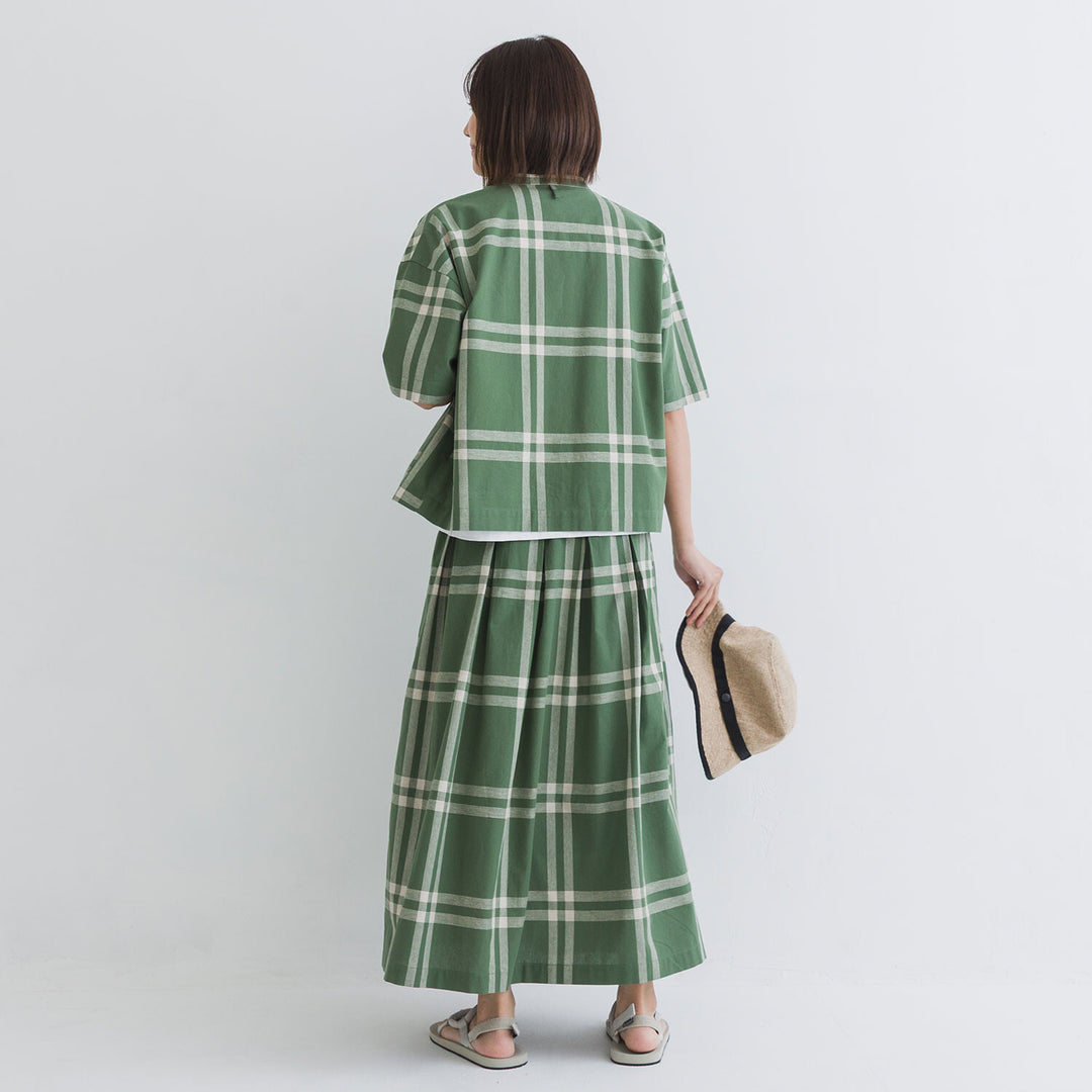 【kermu】棉麻格紋寬版襯衫外套 Japan E-Shop