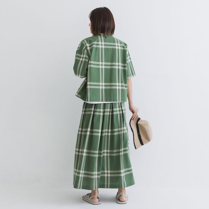 【kermu】棉麻格紋寬版襯衫外套 Japan E-Shop