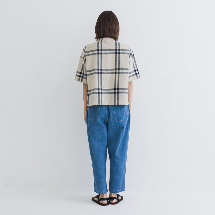 【kermu】棉麻格紋寬版襯衫外套 Japan E-Shop