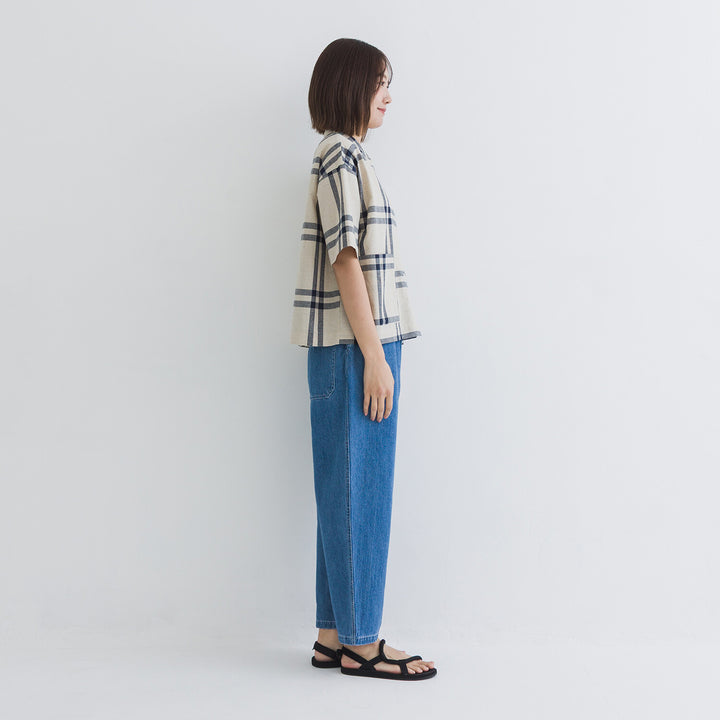 【kermu】棉麻格紋寬版襯衫外套 Japan E-Shop