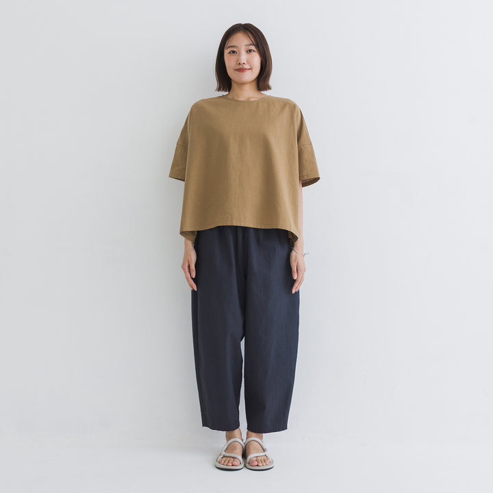 【kermu】棉麻格紋盒型寬版上衣 Japan E-Shop