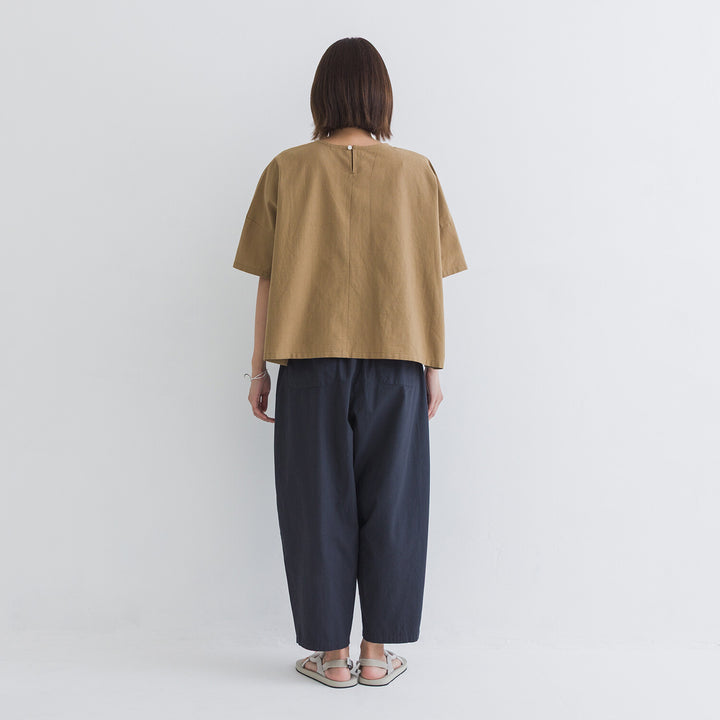 【kermu】棉麻格紋盒型寬版上衣 Japan E-Shop