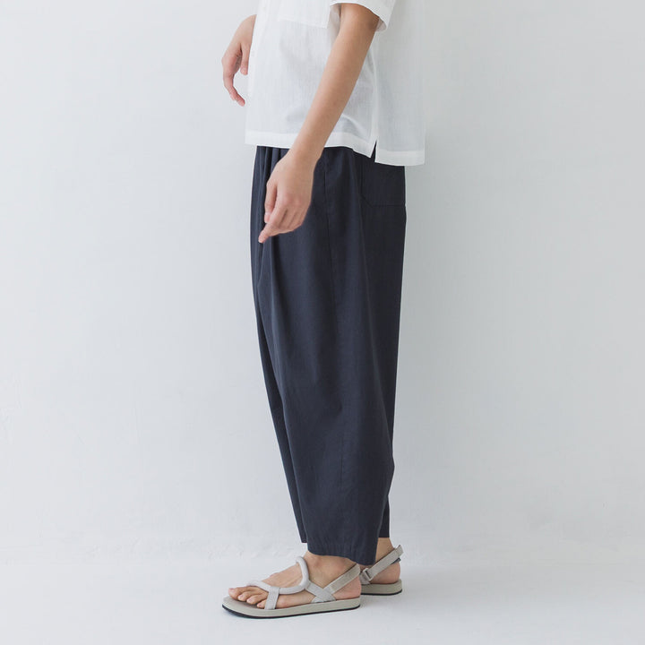 【kermu】柔棉腰綁帶寬版氣球長褲 Japan E-Shop