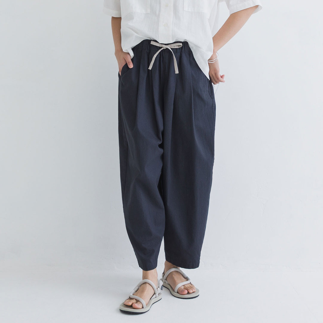 【kermu】柔棉腰綁帶寬版氣球長褲 Japan E-Shop