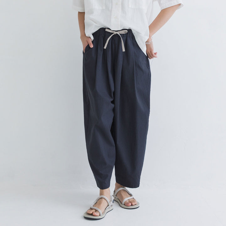 【kermu】柔棉腰綁帶寬版氣球長褲 Japan E-Shop