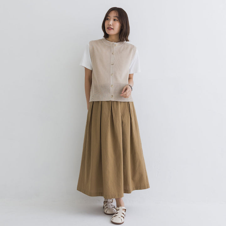 【kermu】亞麻感前排鈕扣背心 Japan E-Shop