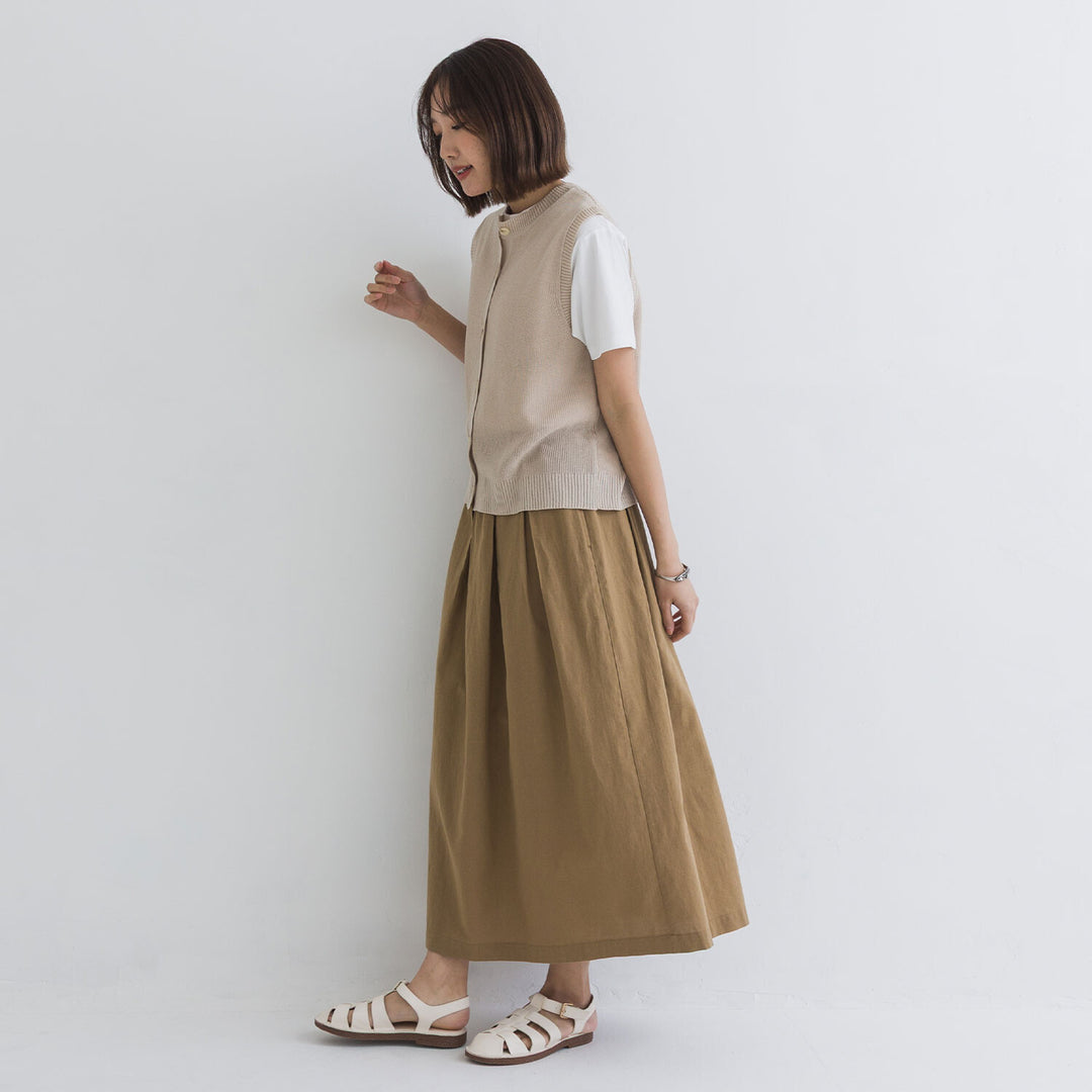 【kermu】亞麻感前排鈕扣背心 Japan E-Shop
