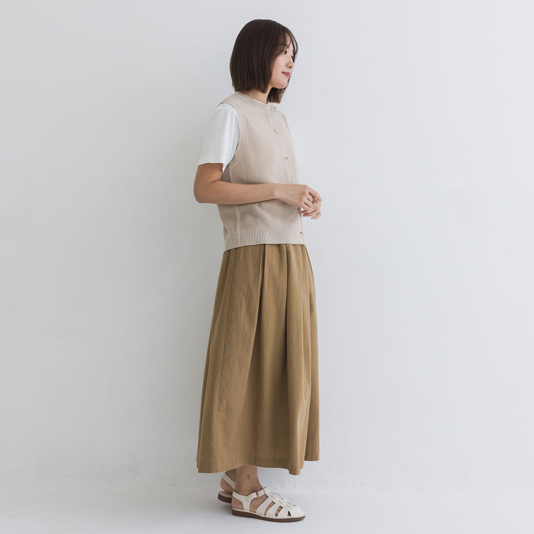 【kermu】亞麻感前排鈕扣背心 Japan E-Shop