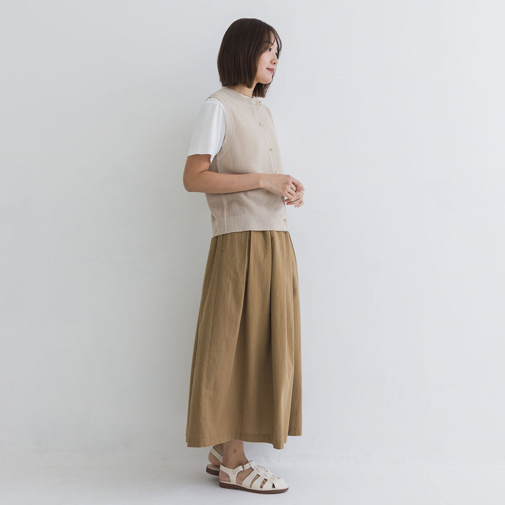 【kermu】亞麻感前排鈕扣背心 Japan E-Shop