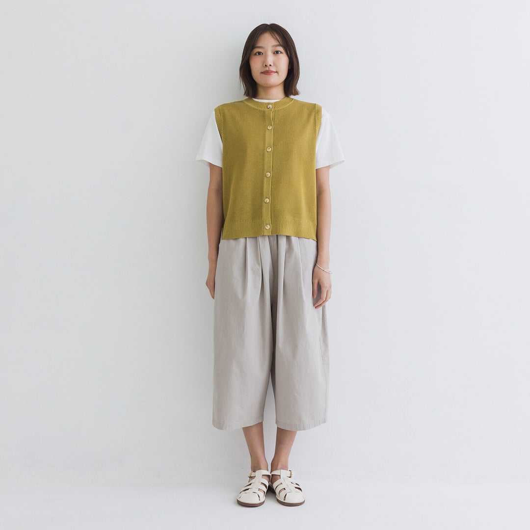 【kermu】亞麻感前排鈕扣背心 Japan E-Shop