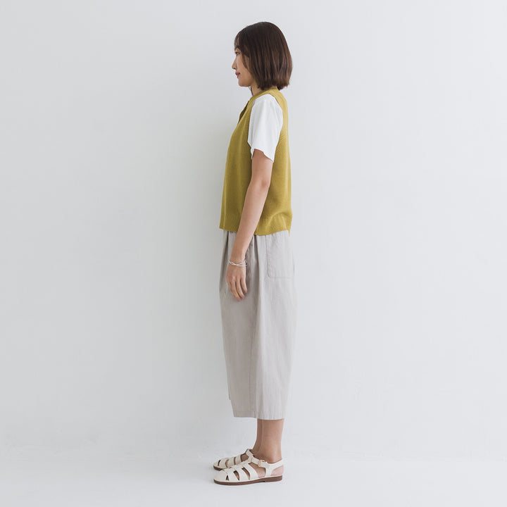 【kermu】亞麻感前排鈕扣背心 Japan E-Shop
