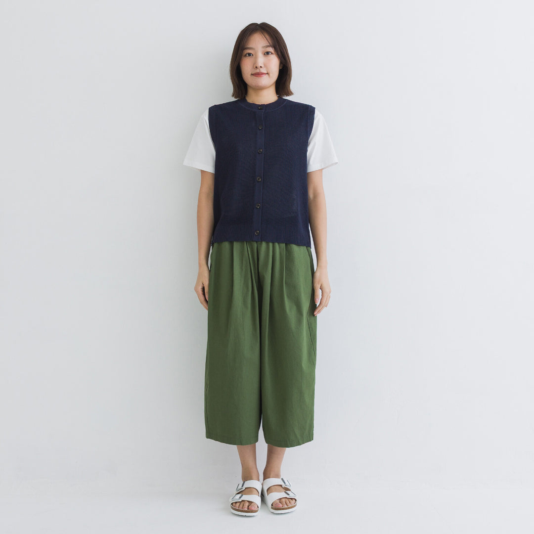 【kermu】亞麻感前排鈕扣背心 Japan E-Shop