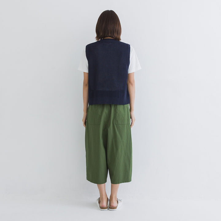 【kermu】亞麻感前排鈕扣背心 Japan E-Shop