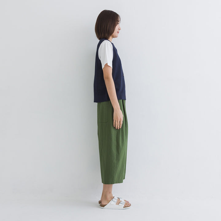 【kermu】亞麻感前排鈕扣背心 Japan E-Shop