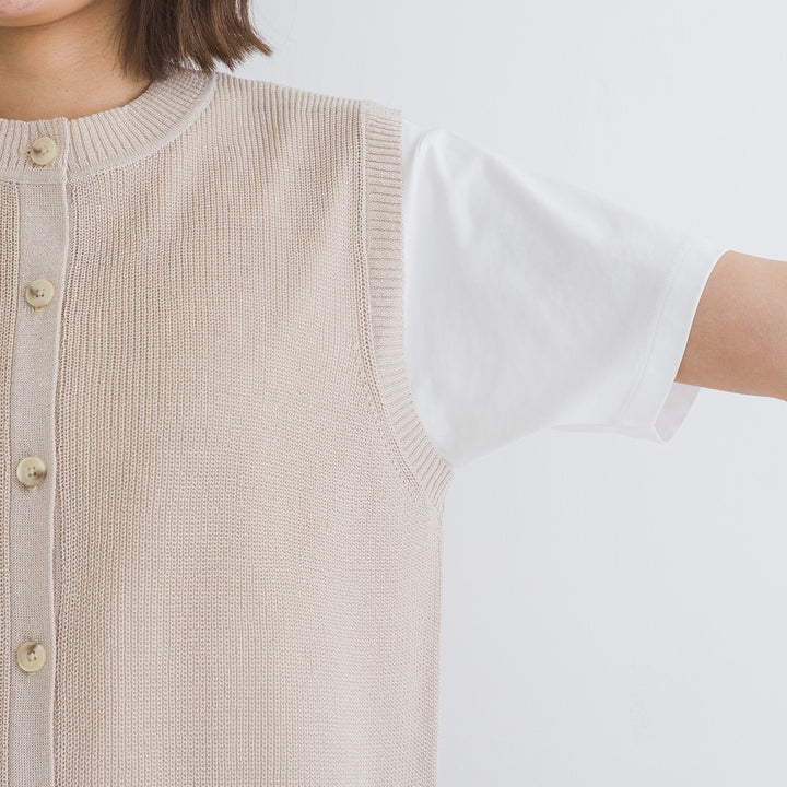 【kermu】亞麻感前排鈕扣背心 Japan E-Shop