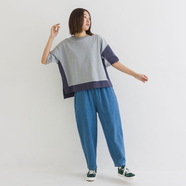 【kermu】再生棉拼色寬版T恤 Japan E-Shop