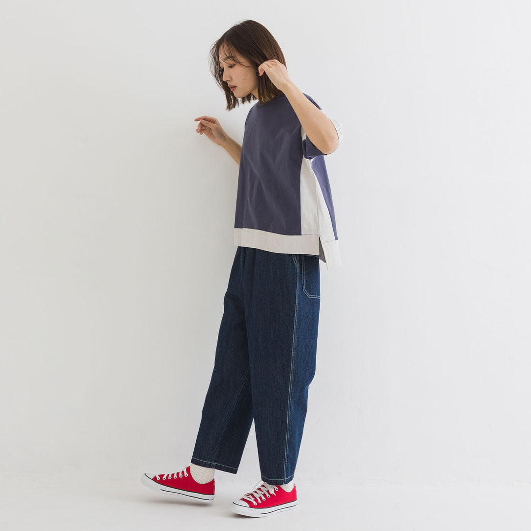 【kermu】再生棉拼色寬版T恤 Japan E-Shop