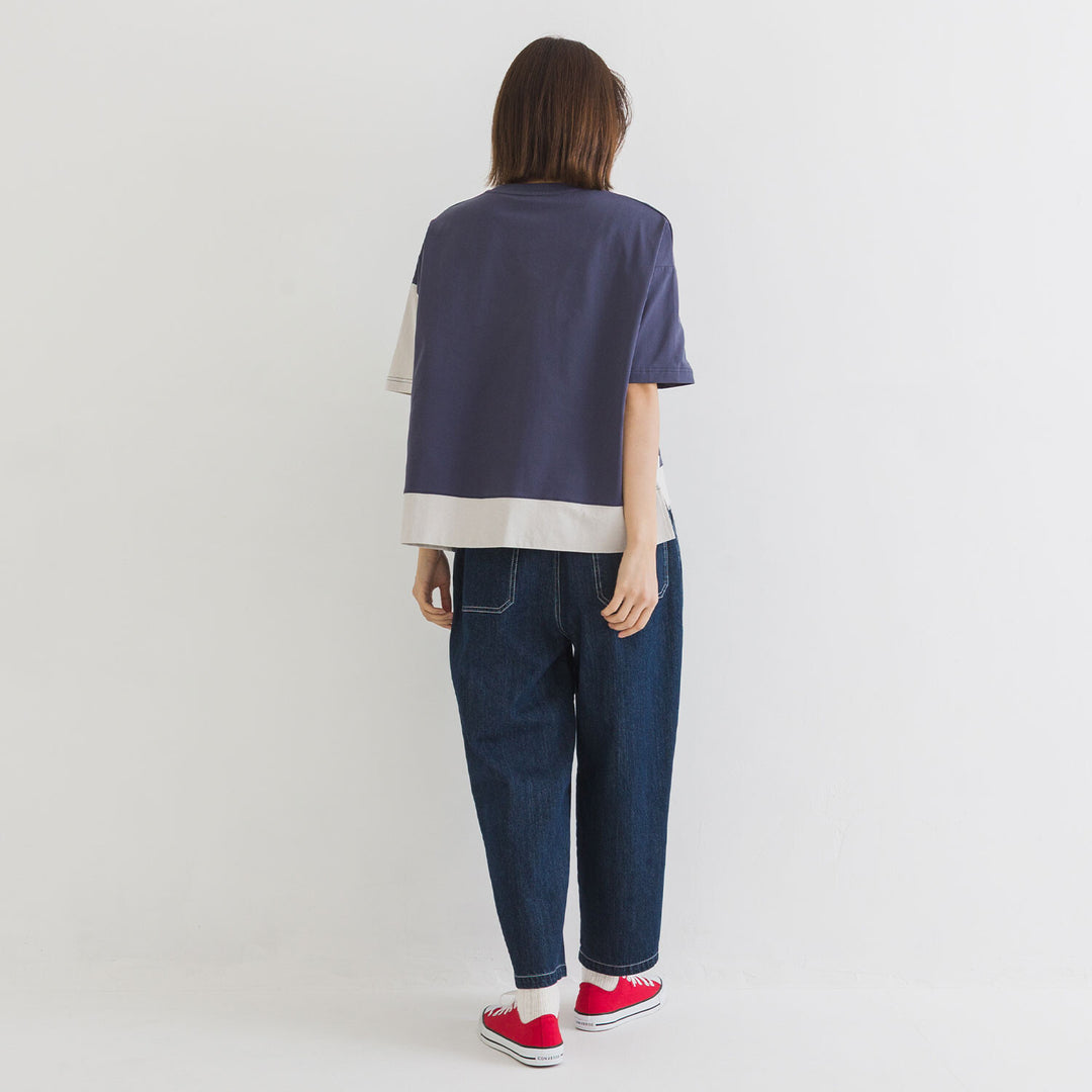 【kermu】再生棉拼色寬版T恤 Japan E-Shop