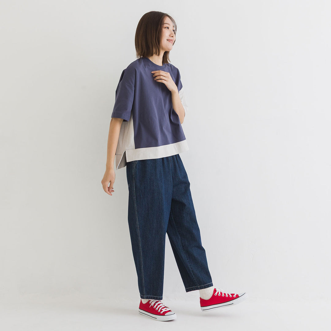 【kermu】再生棉拼色寬版T恤 Japan E-Shop