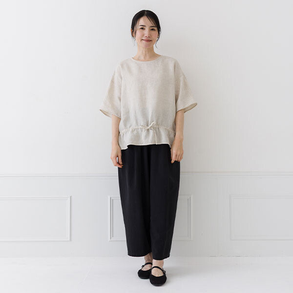 【crea delice】亞麻抽繩腰身寬版上衣 Japan E-Shop