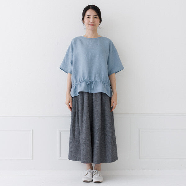 【crea delice】亞麻抽繩腰身寬版上衣 Japan E-Shop