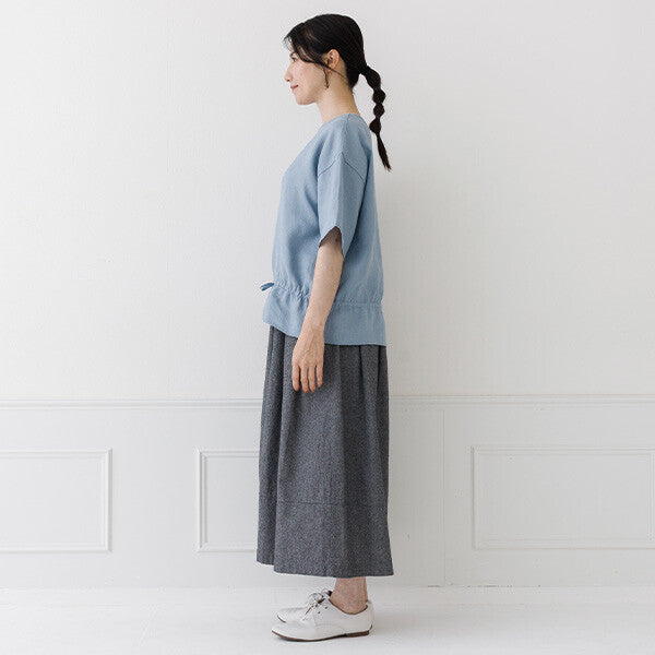 【crea delice】亞麻抽繩腰身寬版上衣 Japan E-Shop
