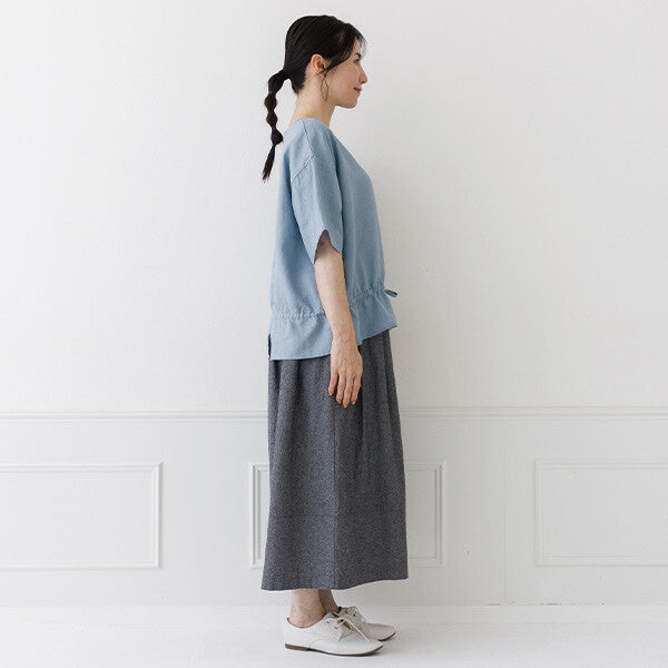 【crea delice】亞麻抽繩腰身寬版上衣 Japan E-Shop