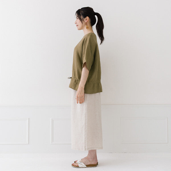 【crea delice】亞麻抽繩腰身寬版上衣 Japan E-Shop
