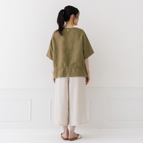 【crea delice】亞麻抽繩腰身寬版上衣 Japan E-Shop