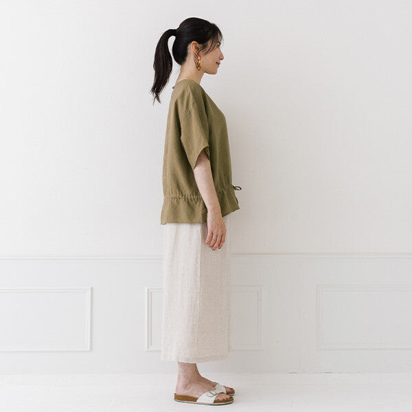 【crea delice】亞麻抽繩腰身寬版上衣 Japan E-Shop