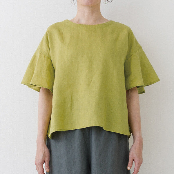【crea delice】亞麻荷葉袖寬版襯衫 Japan E-Shop