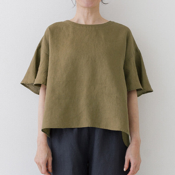 【crea delice】亞麻荷葉袖寬版襯衫 Japan E-Shop