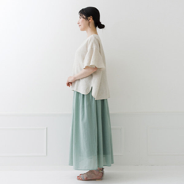【crea delice】亞麻荷葉袖寬版襯衫 Japan E-Shop