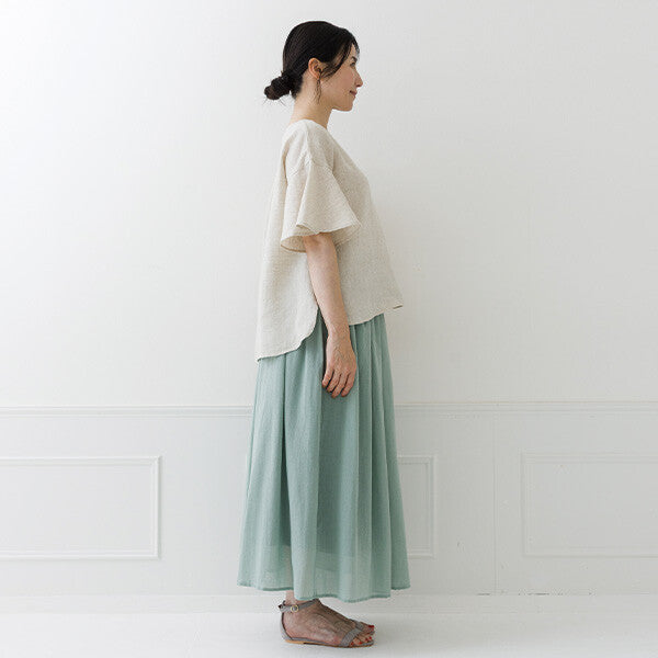 【crea delice】亞麻荷葉袖寬版襯衫 Japan E-Shop