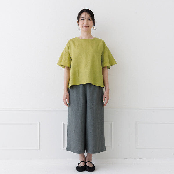 【crea delice】亞麻荷葉袖寬版襯衫 Japan E-Shop