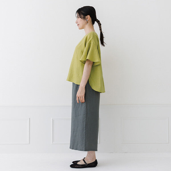 【crea delice】亞麻荷葉袖寬版襯衫 Japan E-Shop