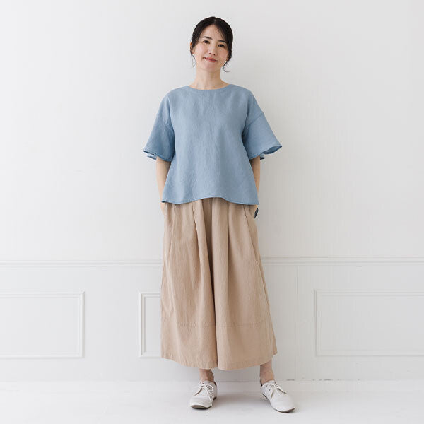 【crea delice】亞麻荷葉袖寬版襯衫 Japan E-Shop