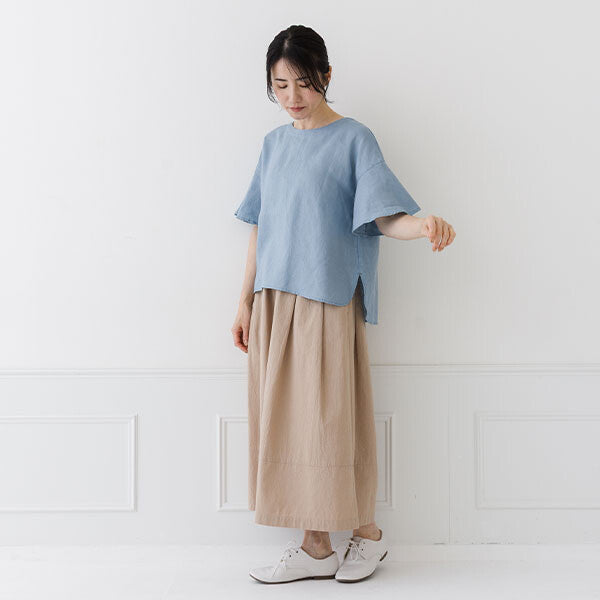 【crea delice】亞麻荷葉袖寬版襯衫 Japan E-Shop