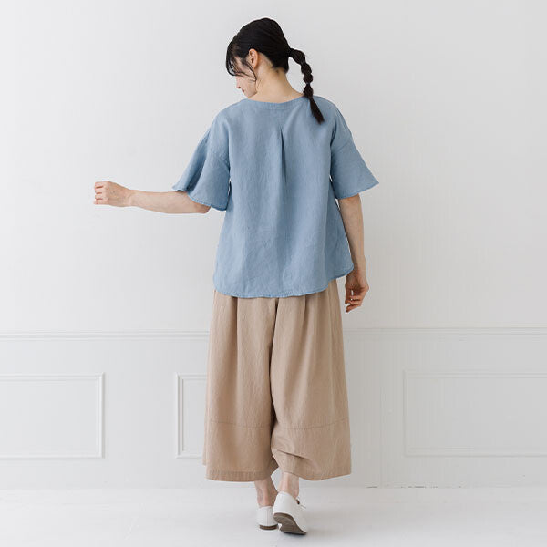 【crea delice】亞麻荷葉袖寬版襯衫 Japan E-Shop