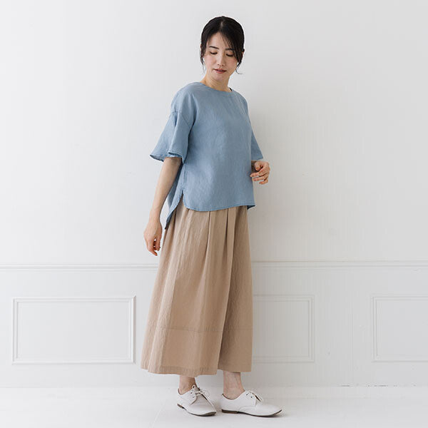 【crea delice】亞麻荷葉袖寬版襯衫 Japan E-Shop