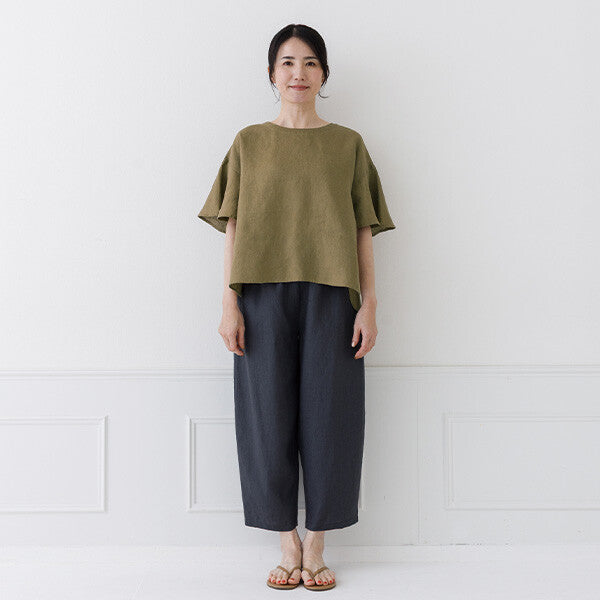 【crea delice】亞麻荷葉袖寬版襯衫 Japan E-Shop