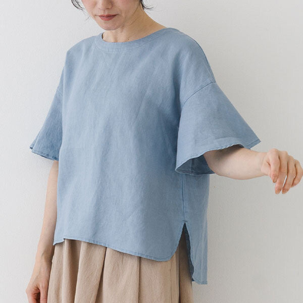 【crea delice】亞麻荷葉袖寬版襯衫 Japan E-Shop