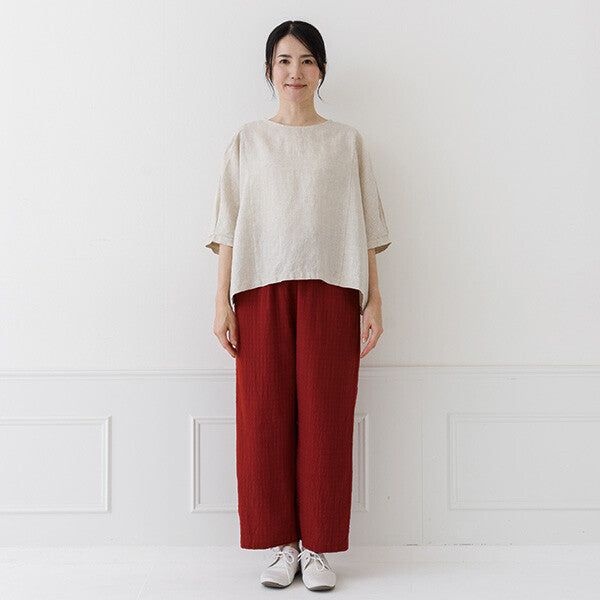 【crea delice】麻100%亞麻寬版上衣｜袖口打褶春夏女裝 Japan E-Shop