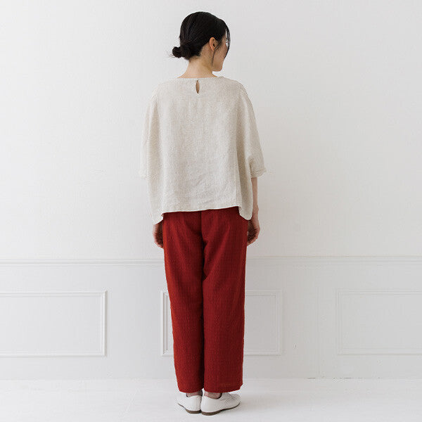 【crea delice】麻100%亞麻寬版上衣｜袖口打褶春夏女裝 Japan E-Shop