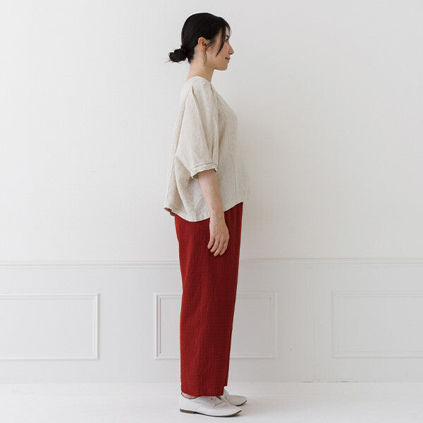 【crea delice】麻100%亞麻寬版上衣｜袖口打褶春夏女裝 Japan E-Shop