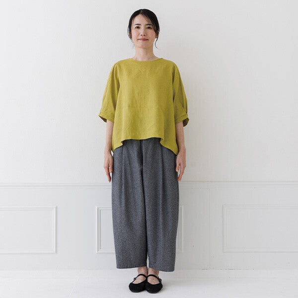 【crea delice】麻100%亞麻寬版上衣｜袖口打褶春夏女裝 Japan E-Shop