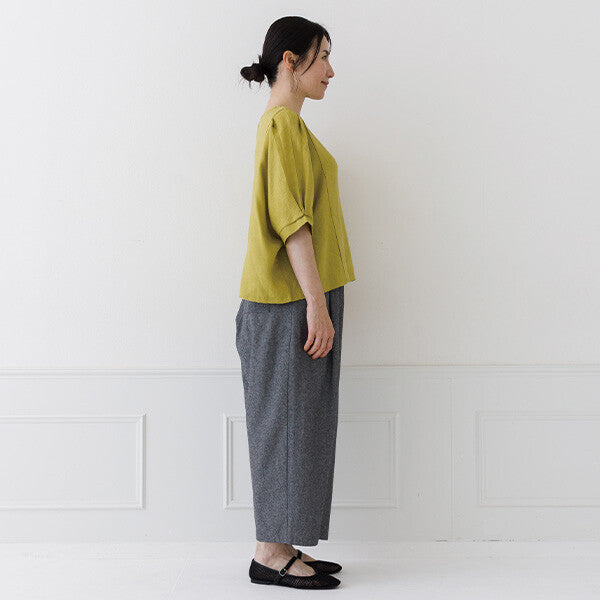 【crea delice】麻100%亞麻寬版上衣｜袖口打褶春夏女裝 Japan E-Shop