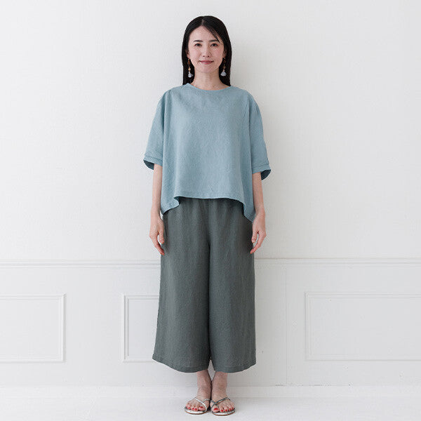 【crea delice】麻100%亞麻寬版上衣｜袖口打褶春夏女裝 Japan E-Shop
