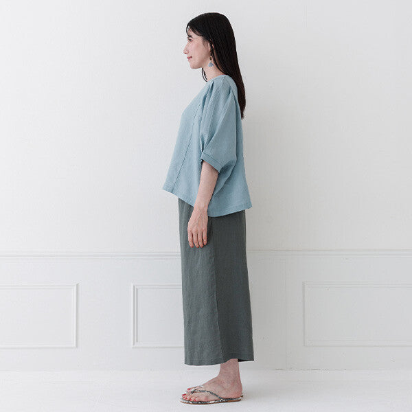 【crea delice】麻100%亞麻寬版上衣｜袖口打褶春夏女裝 Japan E-Shop